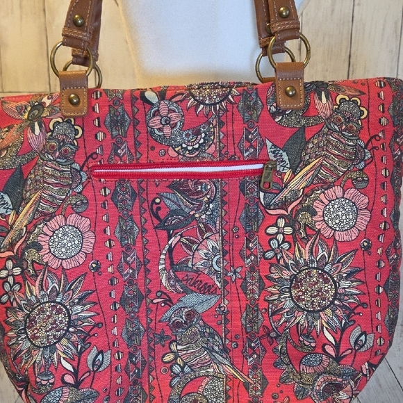 Sakroots Red and Tan Floral Tote Bag - Picture 7 of 13